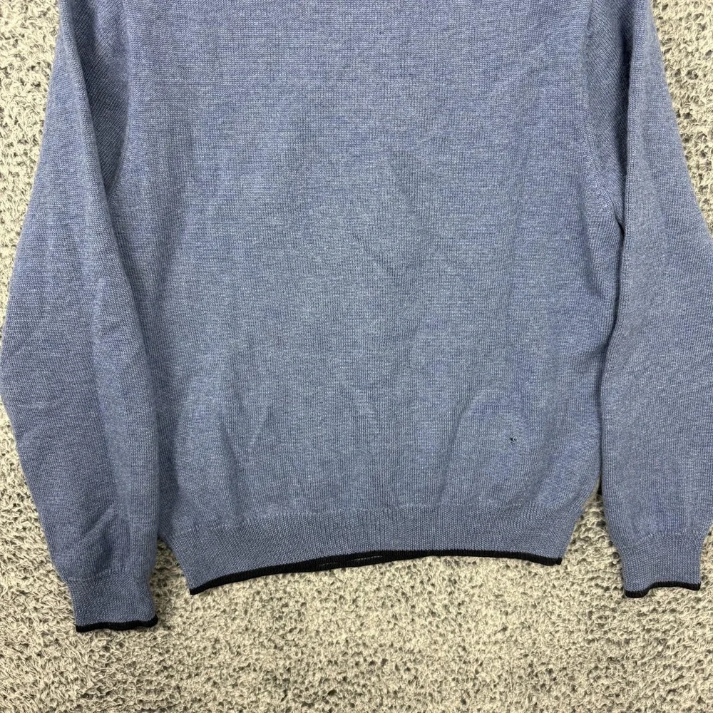 Brooks Brothers Sweater Mens Medium Blue Argyle 1/4 Zip Mock Neck Merino Knit